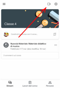 Classroom: avvio di Meet (smartphone)